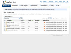 Email marketing software contact lists screenshot